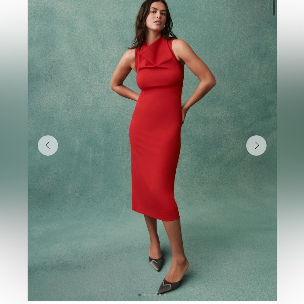 SPANX Bold Red Midi Dress NWT